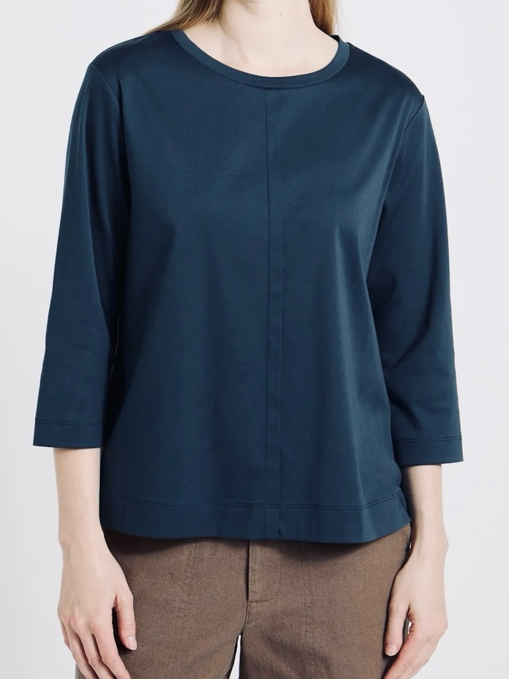 Carolyn Donnelly The Edit Dunnes Stores Navy Blue Jersey Top 3/4-Sleeve Crew 12